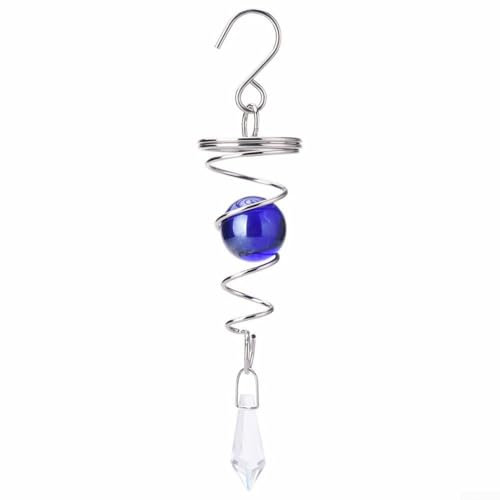 Charmant moulin à vent en spirale avec boule de cristal pour améliorer votre décoration extérieure sans effort (bleu)