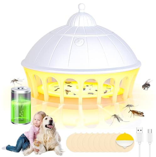 Flohfalle für Wohnung, Neu Flohfallen mit 10 Klebepads, 6 Lichtmodi, Bettwanzenfalle, Ungiftige Flohfanglampe, Flohlichtfalle für Wohnzimmer, Küche, Schlafzimmer, für Familien mit Haustieren