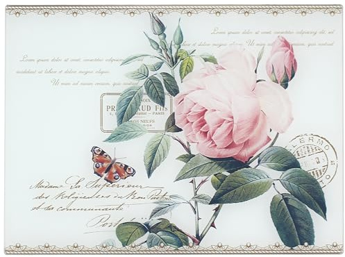 The Leonardo Collection Redoute Rose Cutting Board by Pierre-Joseph Redoute | Elegant Wooden Cutting Board Featuring Redoute's Rose Design | Perfect for Food Prep or Display | Durable and Stylish
