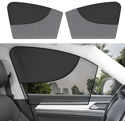 2 Pack Car Window Shades Magnetic Double Layer Front Window Covers for Driver, Car Side Window Screens Sun Shades with Full Shade/Half Shade, fit for Most Vehicles, Glare Shield UV Rays Protection