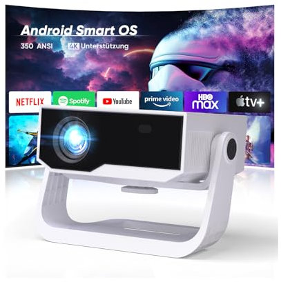 2025 Neuer Smart Beamer 4K Unterstützung, Android 11, Full HD 1080P, 25000 Lumens, WiFi 6 & BT 5.2, 120° Verstellbarer Ständer, Elektrischer Fokus, Trapezkorrektur, Heimkino Beamer für Switch/PS5