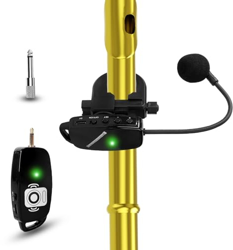 SAYTINAI Wireless Flute Microphone for Instrument System: 2.4G Cordless Mic | Wind Music Instruments Professional Microphone Receiver and Transmitter, 160ft Range for Flute, Piccolo, Clarinet