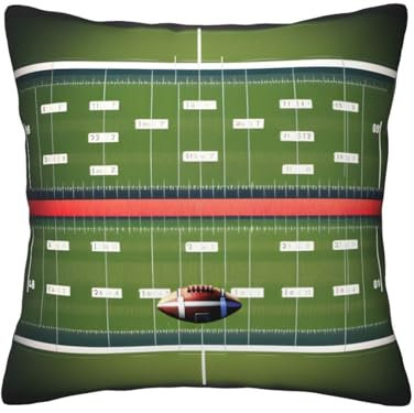 Evengigy Kissenbezug mit American Football-Feld- und Balldruck, quadratisch, 30 x 30 cm