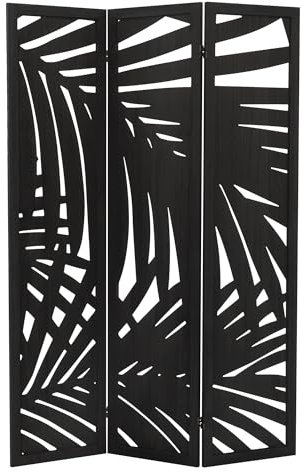 ML-Design Paravent Intérieur Sapporo, Noir, 170x121 cm, en Bois, à 3 Panneaux Pliables, Cloison de Séparation Décorative Séparateur de Pièce Diviseur Écran d'Intimité Vestiare Protection Visuelle