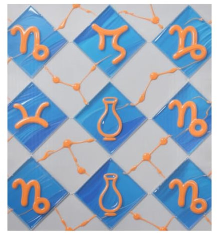 Aimant décoratif réutilisable pour porte de lave-vaisselle, motif constellation, peinture sur verre, orange, 58,4 x 66 cm