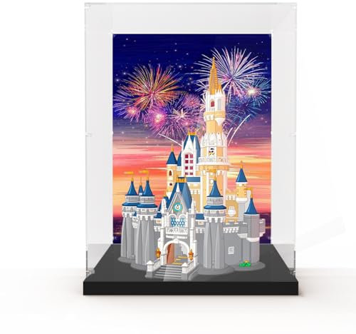 Vitrine für Sammelfiguren, Acryl, mit Schwarzem Untersatz, für Lego Castle 71040 Spielzeugs, Zum Selbstaufbauen, 51 x 36 x 78cm
