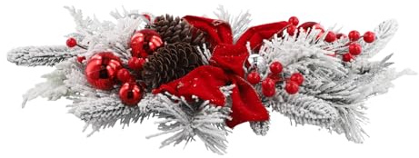 Yarryuter Christmas, Stair Christmas Garland for Stairs, Door, Fireplace, Window, Outdoor Indoor Christmas Decor 60x30cm Red