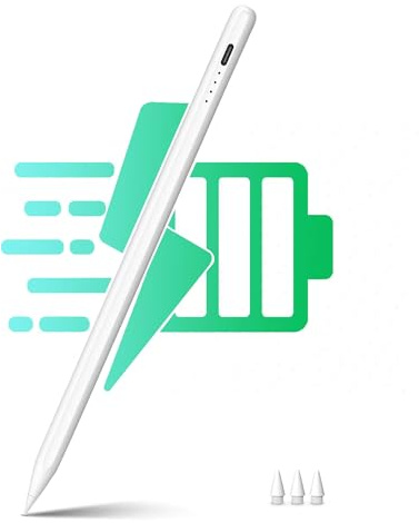 Stylus Pen für iPad 2018–2025, 2 x Schnellladestift, Pixel-perfekte Präzision, Handflächenablehnung, Neigungsempfindlichkeit, aktiver Stift für iPad 6/7/8/9/10, Mini 5/6, Air 3/4/5/M4, Pro 11''/12.9