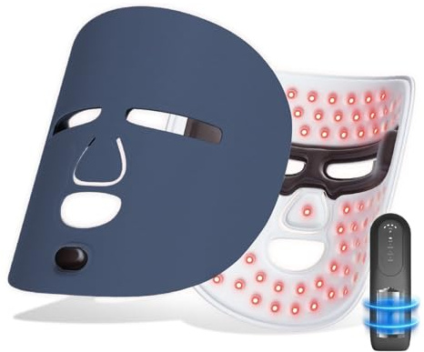 LED Face Mask with 4 Colours & Near Infrared 660/850nm, 332 Lights, Anti-Aging & Beauty Care, Rechargeable 3000mAh Battery, Lightweight & Comfortable Facial Skincare Device,Blue