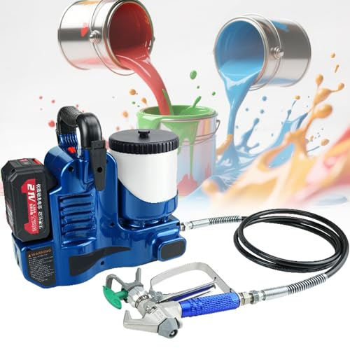 Máquina pulverizadora inalámbrica Airless de 500 W, Pistola pulverizadora eléctrica portátil de Alta presión (15 MPa) de 1,2 L, con batería de Litio de 21 V, 6 velocidades Ajustables 2battery