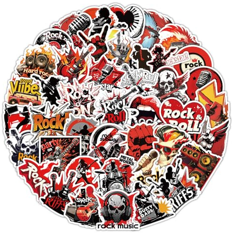 AUCEKO 50 Stück Rock Aufkleber Pack Rock Sticker Set wasserdichte Vinyl Sticker für Laptop Autos Motorrad Fahrrad Skateboard Gepäck Koffer Computer Aufkleber Graffiti Decal