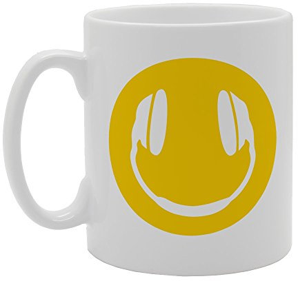 Coralgraph Inc MG1626 Smiley Style Headphone Face Novelty Gift Printed Tea Coffee Ceramic Mug