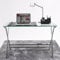 Homely - Mesa Escritorio Equis, Tapa de Cristal y Patas de Metal, de 110x55x76 cm
