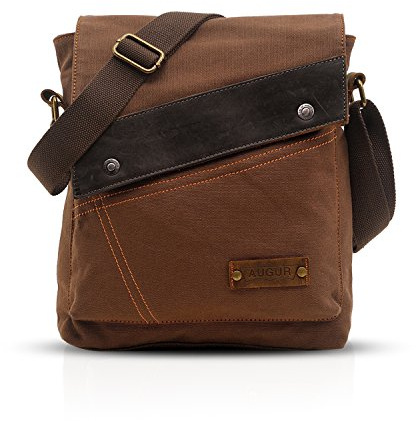 FANDARE Vintage Messenger Bag Umhängetasche Schultertasche Laptoprucksäcke Tasche Crossbody Bag Kuriertasche Frauen Herren Segeltuch Braun