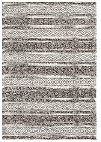 -LUXOR- living Aalborg Wollteppich - Ideal für Wohnzimmer im Boho Style oder als Teppich Esszimmer im Skandinavischen Stil - Grau-Braun 160 x 230 cm
