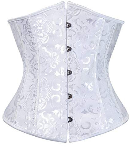 Sxybox Korsett Damen Unterbrust Schnüren Corsage Bustiers für Halloween und Karneval,Weiß,S
