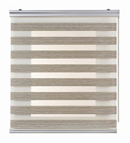 Stores enroleurs Jour Nuit Premium Double Tissu Finitions Haut de Gamme Galerie et chaînette en Aluminium Qualité maximale pour Fenêtres et Portes Store Zébre STORESDECO Beige 140x250 cm