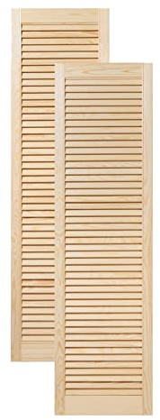 ben+camilla.com Doppel-Paket / 2-er Pack Lamellentüren 140,6 x 39,4 cm Holztür Natur mit offenen Lamellen für Regale, Schränke, Möbel | Kiefer Holz unbehandelt