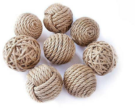 Elkpruu Rustic Jute Orbs Set of 8, Farmhouse Decorative Balls for Bowls, Vase Fillers, Christmas Centerpiece, Handwoven Home Decor Ornaments, Potpourri Accents