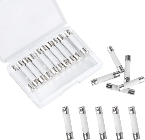 10 fusibles de microondas de cerámica para tubo de 20 amperios, 250 V, fusibles de soplado lento, tiempo de retardo, compatible con GE WB27X10388, microondas Kenmore, 6 x 30 mm