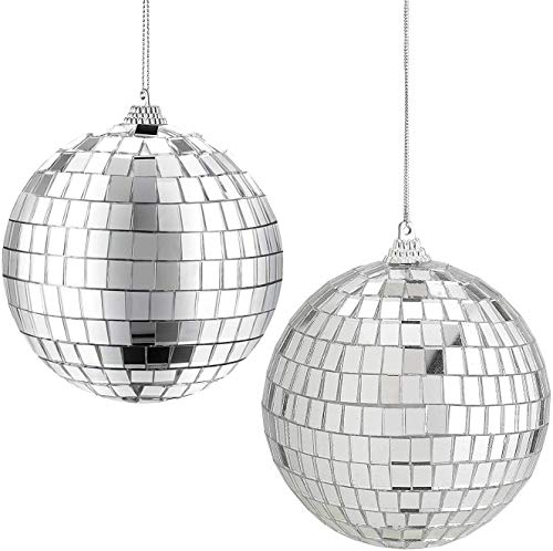 Rocutus 2 Stück Spiegel-Discokugeln, silberfarben, hängende Party-Diskokugel für Partys oder DJ-Lichteffekt, Heimdekorationen, Bühnenrequisiten, Spielzubehör (15 cm)