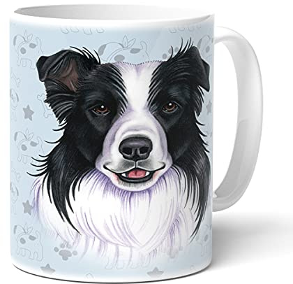 BORDER COLLIE (ENG) - Becher mit Hundemotiv. Tasse für Dich. Teetasse mit Fröhlichem Text in englischer Sprache. Lieblingsbecher mit Haustier. Keramik. Einmaliges Geschenk für Hundeliebhaber.