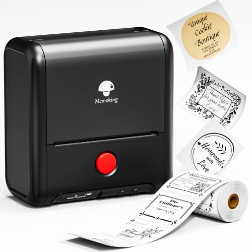 Memoking M200 Bluetooth-Etikettendrucker, Thermoetikettierer für kleine Unternehmen, Preisschilder, Produktcodes, kompatibel mit Smartphones und PCs – Schwarz