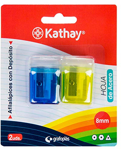 Kathay 86614599. Pack de 2 Sacapuntas con Depósito, Hoja de Acero, 8mm