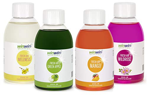 winwinclean - 4ER Set 4 X 250ML I Fresh AIR Vegans I Cherry I Wildrose I Pure I Zero I VEGANES Luftreinigungs-Konzentrat