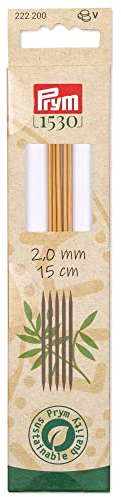 PRYM_222200-1 Strumpfstricknadeln 1530, 15 cm, 2 mm, Bambus, Holzfarben