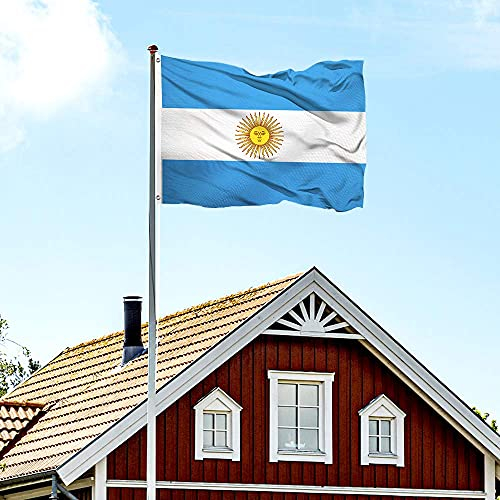 FSFLAG Bandiera Argentina - Bandiera Argentina 3 x 5 piedi - Poliestere 400D e due occhielli in ottone, resistente allo sbiadimento UV e doppia cucitura