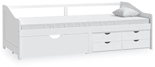 vidaXL Kiefernholz Massiv Tagesbett 3-Sitzer mit Schubladen Sofa Bett Gästebett Schlafsofa Bettsofa Sofabett Holzbett Massivholzbett Weiß 90x200cm