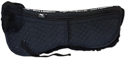 Engel Reitsport | SAKIS1AP-S-SCH-SCH | Sattelkissen aus echtem Merino Lammfell | Korrektur Aufpolsterbar | mit Fellrand vorne | S | Stoff schwarz Fell schwarz