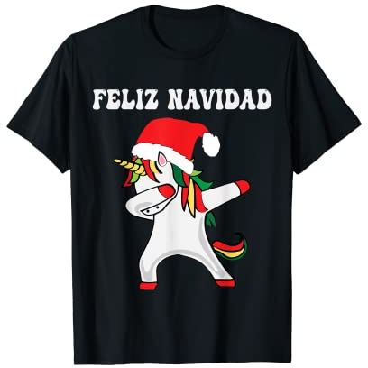 Dabbing Einhorn-Weihnachtsmann-Mütze, Weihnachtsbaum, Weihnachts-Licht-Pjs T-Shirt