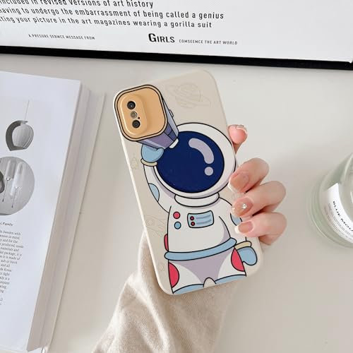 Yonds Queen Compatible with iPhone X / XS Cute Case, Cool Cartoon Astronaut Space Design Stylish Bumper Women Girls Protective Anti-Slip Shockproof Fashion Case (White Telescope, iPhone X / XS)