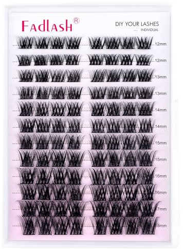 Fadlash Individuelle Wimpern Extensions 96 Büschel 0.07 D Curl 12-18mm DIY Wimpernverlängerung Hochwertige für Vollere Längere Wimpern