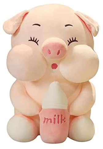 LANKYBOX Peluche de Peluche, bebé Cerdito Suave Kawaii Bebe Leche Peluche muñeca, Almohada Decorativa Rosa en la habitación de la niña, San Valentín de cumpleaños (Close Eyes Pig Baby,35 cm)