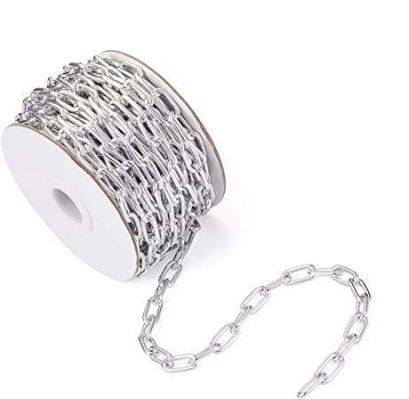 Gainsboro Aluminium-Ketten für Büroklammern, 10 m lang, 15,5 x 7 mm, silberfarben