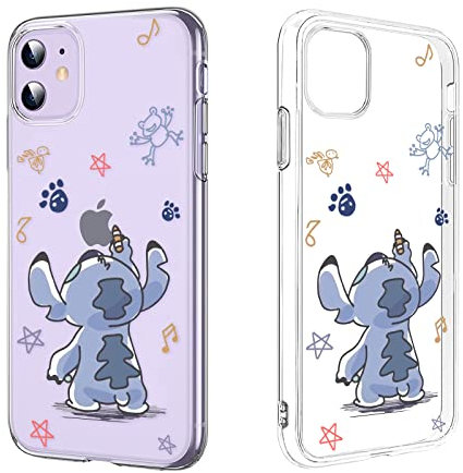 DiyGody Cute Case Compatible for iPhone 11 (6.1 Inch) for Women Girls Kids,Clear Case with Blue Big Ear Dog Pattern Design Slim Soft Silicone Shockproof Camera Protection Cover for iPhone 11