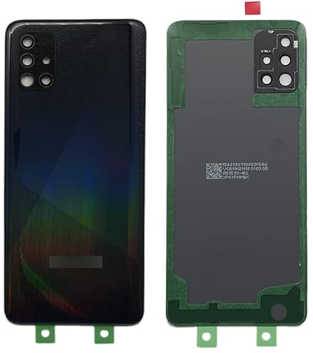 iYAiYO Couvercle de batterie arrière avec lentille caméra pour Samsung A51 4G Pièce de rechange du boîtier couvercle arrière avec autocollant préinstallé-noir