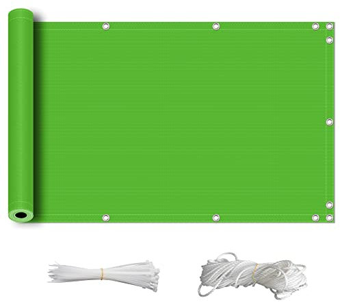 ZQXFZ Cache Balcon Brise Vue 100x200cm 165g/㎡ imperméable Facile à Assembler Garde de Vie privée Toile De Balcon Brise Vue -Vert.