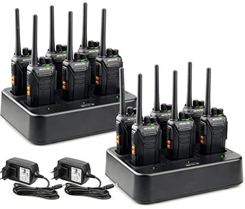 Retevis RT27 Walkie Talkie, Rugged Funkgerät Professionell, Funkgeräte Set mit 6 Fach Ladegerät, CTCSS/DCS VOX, Walkie Talkie für Sicherheitsdienst, Logistikunternehmen (12 Stück, Schwarz)