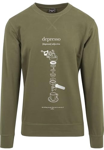 Mister Tee Herren Sweatshirt Depresso Crewneck Olive S