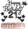 HONGCI Happy 21st Birthday Cake Topper & Candles - Black Number 21 for Cake Decorations - Cupcake Topper for Girls Boys