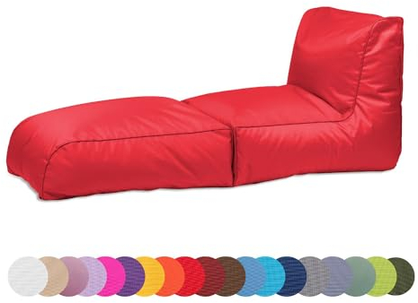 chilly pilley® Sitzsack, Faltbarer Pouf zum Sitzen und Liegen 2 in 1 – mit EPS-Füllung – Riesensitzsack – Kinder & Erwachsene – Outdoor Liegekissen Wasserfest Sitzkissen – viele Farben, rot
