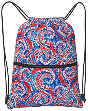 SJOAOAA Borsa con coulisse piccola scala rosso bianco e blu coulisse cerniera zaino resistente all'acqua borsa sportiva zaino palestra con tasca laterale per uomo donna, Nero , Taglia unica