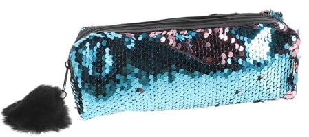 EXCEART Kreatives Federmäppchen Aus Waschbaren Pailletten Glitzernde Stiftetasche Mit Reißverschluss Multifunktionale Handtasche Für Kosmetik Und Münzen Blau Für Schule Und Reisen