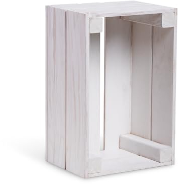 PINEEA cassette legno piccole - cassetta di legno 30x20x15 - Bianco Multifunzionali Decorative - Per Frutta, Verdura, Vino o Libri (1 Pezzi)