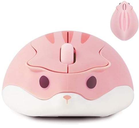 Civetes Kabellose Maus, Niedliche in Hamsterform,1200 DPI Rauscharme Optische mit 2,4 G USB-Empfänger, Leise Kabellose Tragbare Maus,Geeignet für PC/Mac/Laptop,Geschenk für Kinder und Mädchen (rosa)