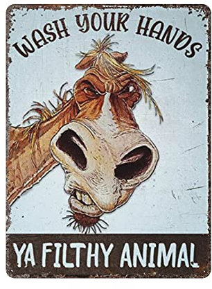 GQWJKSZ Panneau métallique en étain pour se laver les mains, affiche Vintage en étain, décoration murale, cuisine de campagne, maison, Garage, 16x12 pouces